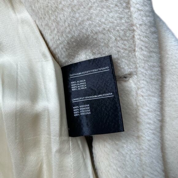 Vintage Invertere Cream 100% Alpaca Pile Trench Coat Satin Lined Women’s XL - Picture 7 of 13